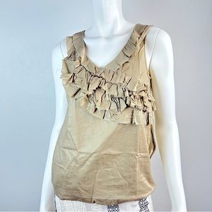 J.Crew sleeveless with ruffles metallic fabric 100 % cotton dressy top Size 0